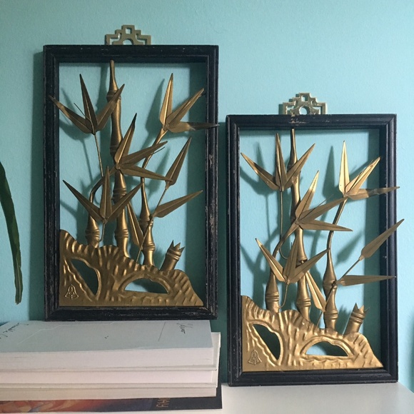 BAMBOO INSPIRED ART FRAMES SET OF 2 - Picture 1 of 7